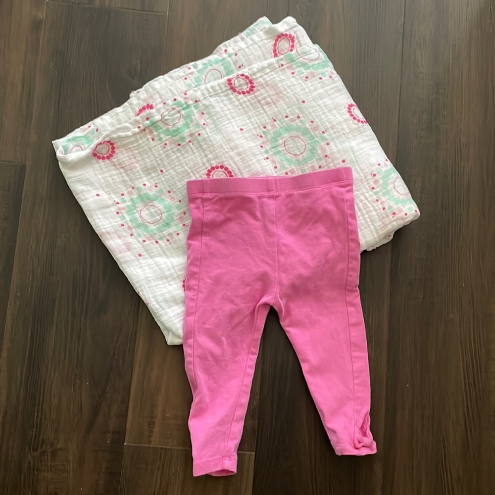 Kate Spade Baby Leggings + Aden & Anais Blanket Set 6M Gift